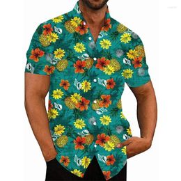 Men's Casual Shirts 3D Print Flower Shirt For Men Women Hawaiian Beach Comfortable Top Blouse Short Sleeves Cool Streetwear Y2k Clothing