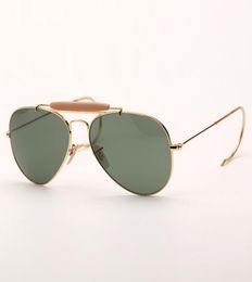 Fashion Outdoors Sunglasses Driving Womens Sun Glasses Pilot Aviation Sunglass Eyeglasses UV Protection Glass Lenses with Leather 7642096