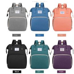 Diaper Bags Baby diaper bag diaper changing station portable crib travel bass folding crib sunshade changing pad waterproofL240502