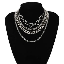 Alloy jewelry, hip-hop peach heart set, necklace, full of personality, simple, and multi-layered chain necklace for women