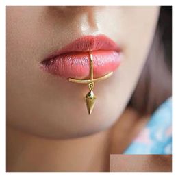 Nose Rings & Studs Fake Lip Piercing Jewelry None Labret Faux Lipring Stainless Steel Lead Nickel Body 231019 Drop Delivery Dhhqy