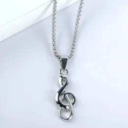 Pendant Necklaces 1pc Titanium Steel Music Symbol Necklace For Women Creative Note Trendy Jewellery Gift