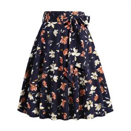 Skirts High Waisted Printed Skirt For Women's French Retro Casual Fashion Floral Print Strap Elegant Gentle Temperament Clothing