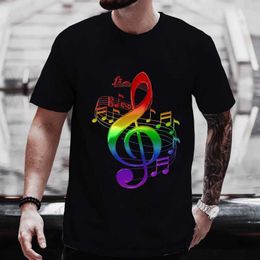 Men's T-Shirts Men T Shirts Summer Men Clothes Oversize Y2K T-Shirt Harajuku Strtwear Golden Treble Clef with Flowing Music Notes Design Tops T240506