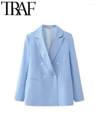 Women's Suits 2024 Spring Elegant Women Double Breasted Fashion Blazer Long Sleeve Office Lady Suit Jacket Female Coat Y2K Tops