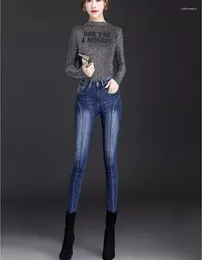 Women's Jeans Autumn Winter Office Lady Cotton Plus Size High Wasit Brand Female Women Girls Stretch Skinny Pencil