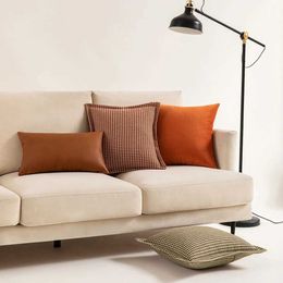 Cushion/Decorative Houndstooth Orange Jacquardcase Green Geometric Home Decor Cushion Cover 30x50/50x50cm Living Room Luxury Sofacase