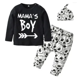 Clothing Sets 0-2years Old Toddler Baby Boy 3pcs Clothes Set Thin Cotton Fashion Long Sleeve Top Printed Pants Cap Born Infant Outfit