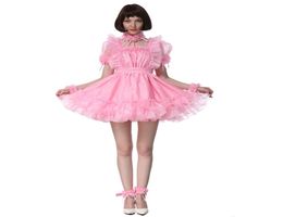 Sissy Girl Maid Square Cut Neckline Organza Pink Puffy Dress Crossdress3626703