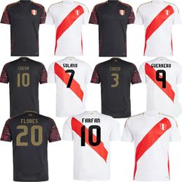 2024 Peru National Team Mens Soccer Jerseys GUERRERO ARAUJO LOPEZ SANTAMARIA CARTAGENA Home White black Football Shirts Short Sleeve Uniforms
