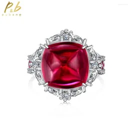 Cluster Rings PuBang Fine Jewellery Vintage Ruby Diamond Ring 925 Sterling Silver Created Moissanite For Women Wedding Party Gifts Drop
