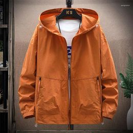 Men's Jackets Fashion Summer Sun Protection Clothing Hooded Ultra-thin Korean Style Jacket Zipper Breathable Sunscreen Windbreaker 8XL