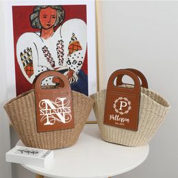 Shopping Bags Summer Fashion Woven Shoulder Bag Women Large Handbag Personalized Name Straw Knitted Beach Ladies Shopper Tote