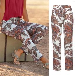 Women's Pants High Waist Wide Printing Cargo Women Summer Long Boho Beach Pockets Y2k Streetwear Trousers
