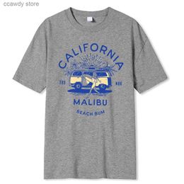Men's T-Shirts California Malibu Beach Bum Prints Printing Clothes Men Oversize T Shirt Summer Comfortab Casual T-Shirt Cotton H240507