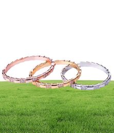 Fashion Brand Jewellery Sets Lady Brass Glossy Surface Spacing Diamond Serpent 18K Gold Wedding Engagement Norrow Bracelets Rings 1 Sets6911523