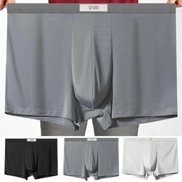 Underpants Ice Silk Mens Underwear Breathable Young Middle aged and Elderly Boxers 7XL Loose High Waist Flat Angle Trackless Loose Underwear for Mens GiftsL2405