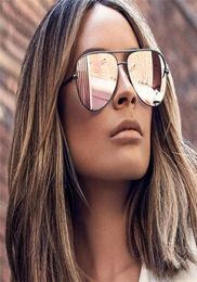 2020 Pink Pilot Sunglasses Women Quality Metal Mirror Sun Glasses Brand Flat Top Panel Shades Female Fashion Lunette9691522