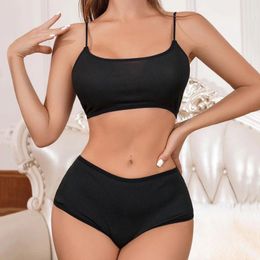 Bras Sets Women'S Cotton Seamless Bra Set Casual Sports Push Up Pure Color Breathable Comfortable Sexy Underwear Women