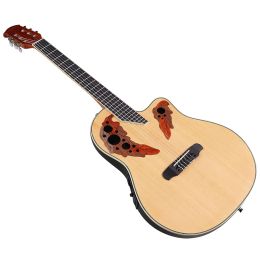 Guitar Ovation Model 6 String Electric Classical Guitar 39 Inch Round Back Class Electric Guitar Natural & Black Color