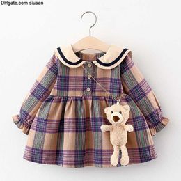 Fall Kids Dress Newborn Baby Girl Clothes Toddler Girls Princess Plaid Birthday Dresses For Infant Baby Clothing 0-2y Vestidos