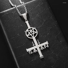 Pendant Necklaces Exquisite Stainless Steel Inverted Cross Sheep Head Symbol Religious Necklace Men Women Amulet Jewelry Gift