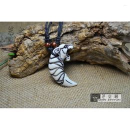 Pendant Necklaces Men's Necklace Wolf Tooth Bone Imitation Tiger Teeth Carving Ivory Ornament Factory Wholesale