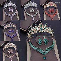 Hair Clips Luxury Water Drop Crown Bridal Jewelry Sets Rhinestone Tiaras And Necklace Earrings Wedding Dubai Set Prom Accessories