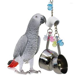 Other Bird Supplies Parrot Toys Stainless Steel 2 Pots Budgie Large Funny Cockatiels Parakeet African Grey Parrots Chicken