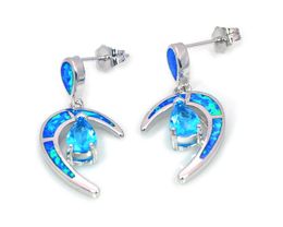 Whole Retail Fashion Blue Fine Fire Opal Moon Earrings 925 Sliver Jewellery EF170831081081054