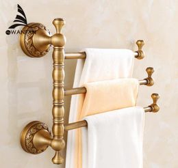 Towel Racks 34 Tiers Bars Antique Brass Towel Holder Bath Rack Active Rails Pants Hanger Bathroom Accessories Wall Shelf F913736794648
