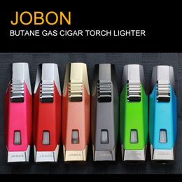 JOBON Jet Flame Cigarette Torch Cigar Butane Gas Unfilled Fashion Wholesale Metal Manufacture Lighter Smoking Accessories