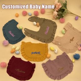 Baby Gift Personalised Bib Bandana Girl Towel born Infant Cotton Custom Name Muslin Burp Cloth Stuff For Babies 240418