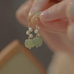 Dangle Earrings Imitation Hetian Jade Pearl Drop Ancient Chinese Style Hanfu Cosplay Accessories Ethnic Fashion Jewellery For Women Girls