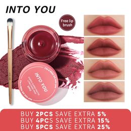 INTO YOU Makeup Muddy Texture Lip Gloss Long Lasting Red Lipstick Canned Lip Tint Velvet Matte Lip Mud 240507