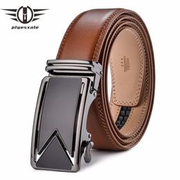 Plyesxale Men Belt Cowhide Genuine Leather Belts For Men Luxury Automatic Buckle Belts Brown Black Cinturones Hombre B55 Y200110368514694