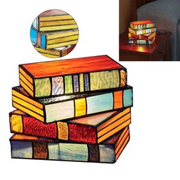 Book Shape Light Colourful Handicraft Stacked Books Light Resin Light Up Book Coloured LED Book Light Night for Home Bedroom Decor 240417