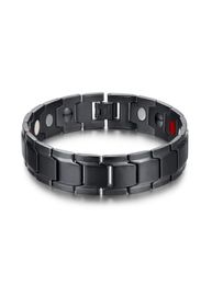 Magnetic Bracelet Auniquestyle Black Men039s Health Bracelets Bangles Magnetic 316L Stainless Steel Charm Bracelet Women Bio E7821374