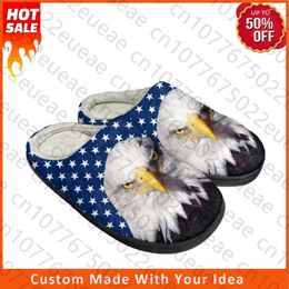 Slippers USA Flag America Red Blue White Art Home Cotton Custom Mens Womens Sandals Plush Casual Keep Warm Shoes Thermal Slipper