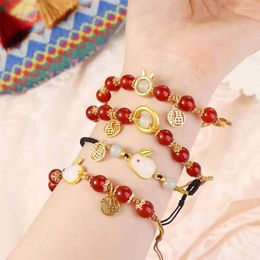 Strand Cute Emerald Bangles Red Agate Jewelry Gift Green Korean Style Bracelets Female Hand Chain Bead Jade