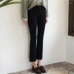 Women's Jeans 2024 Elastic High Waist Women Pants Office Lady Korean Simple Casual Female Black Vintage Trousers