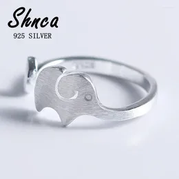 Cluster Rings 925 Sterling Silver Elephant Fashion Cute Long Nose Creative Open For Women Girl Fine Jewellery JY084