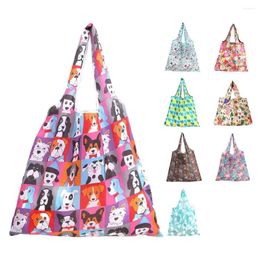 Storage Bags Tote Bag Eco-friendly Large Capacity Portable Print Square Polyester Foldable Design Beach Vacation Use