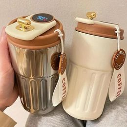 Water Bottles 1pc Travel Cup With Temperature Display 15.22oz Stainless Steel Vacuum Portable Coffee Summer And Winter Birthday Gift.