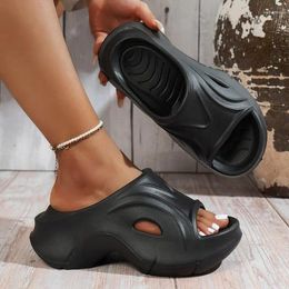 Slippers Women Thick Sole Wedge Heels Slipper Soft EVA Solid Color Beach Sandals Platform Slides Shoes Summer