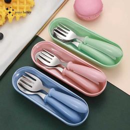 Cups Dishes Utensils Baby small tool tableware set childrens Utensil stainless steel childrens tableware baby food spoon and forkL2405