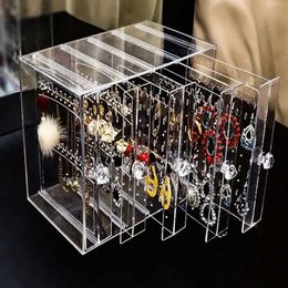 Jewelry Stand Plastic drawer jewelry box storage earrings organizer womens necklace transparent display rack accessories Q240506