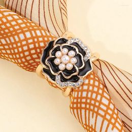 Brooches Elegant Camellia Brooch Woman Crystal Flower Shawl Ring Clip Scarves Fastener Silk Scarf Buckle Wedding Jewelry