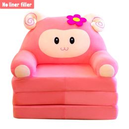 Cushion Plush Foldable Kids Sofa Backrest Armchair 2 In 1 Foldable Children Sofa Cute Cartoon Lazy Sofa Children Flip Open Sofa Bed