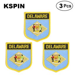 Brooches U.S.A Delaware Shiled Shape Flag Patches National For Cothing DIY Decoration